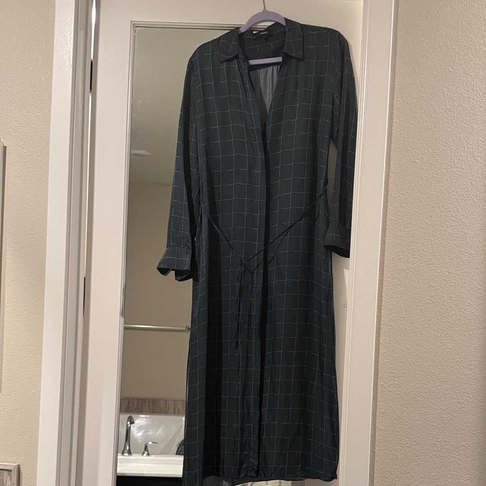 Theory Dark Green silk Maxi Dress